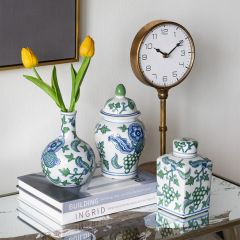 Decorative Porcelain Cherry Blossom Jar Set of 3