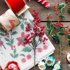 Decorative Red Berry Holiday Stem Set of 3