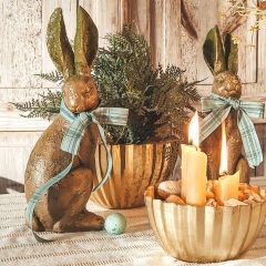 Decorative Ribbed Metal Bowl Set of 2