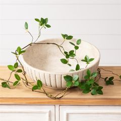 Decorative Ridged Stoneware Bowl