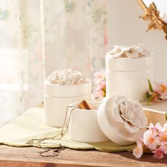 Decorative Stoneware Floral Canister Set of 3