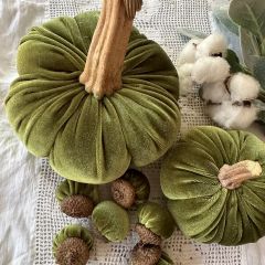 Decorative Velvet Pumpkin And Acorn Set of 8