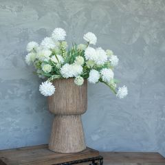 Decorative White Pom Pom Bush Set of 4