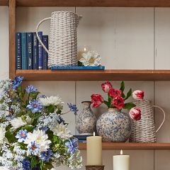 Decorative Whitewash Woven Pitcher