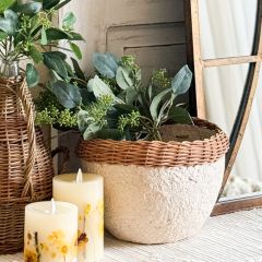 Decorative Wicker Rim Paper Mache Bowl