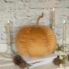 Decorative Yellow Fabric Pumpkin 14 Inch