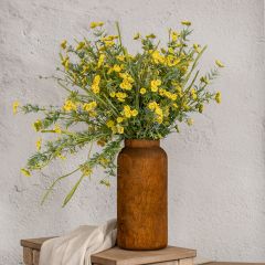 Decorative Yellow Yarrow Bush Set of 3