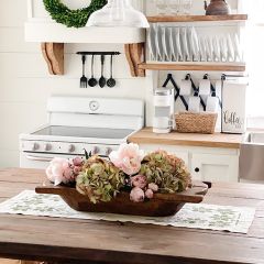 Deep Wooden Dough Bowl With Handles