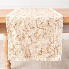 Deer Toile Print Fringed Table Runner