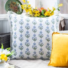 Delicate Blue Floral Square Throw Pillow Cover