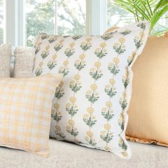 Delicate Gold Floral Square Throw Pillow Cover