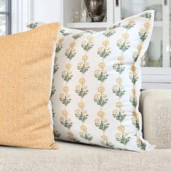 Delicate Gold Floral Square Throw Pillow Cover