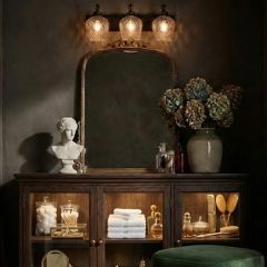 Diamond Cut Glass 3 Shade Vanity Light In Matte Black