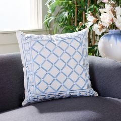 Diamond Lattice White Cotton Throw Pillow