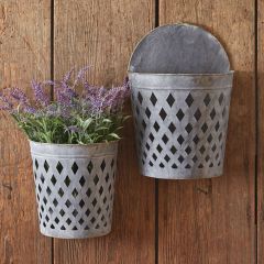 Diamond Pattern Hanging Wall Bucket Set of 2