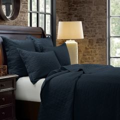 Diamond Pattern Navy Quilt and Sham Set