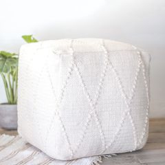 Diamond Pattern Square Cotton Pouf