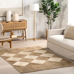 Diamond Trellis Braided Jute Area Rug