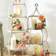 Distressed 3 Tier French Wire Display Shelf