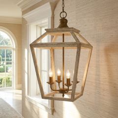 Distressed 4 Light Lantern Pendant Burnished Chestnut