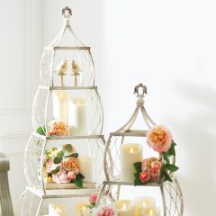 Distressed 4 Tier French Wire Display Shelf