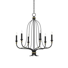 Distressed Black 6 Light Chandelier