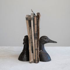 Distressed Black Cast Iron Duck Head Bookends