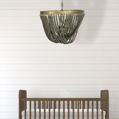 Distressed Black Wood Bead Chandelier
