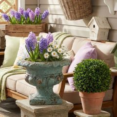 Distressed Blue Garden Urn Pot 12 Inch