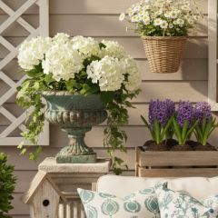 Distressed Blue Garden Urn Pot 19 Inch