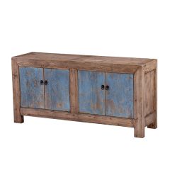 Distressed Blue Panel Console Cabinet | SHIPS FREE