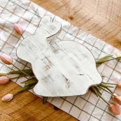 Distressed Bunny Shaped Wood Riser