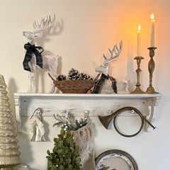 Distressed Carved Wood Wall Shelf