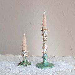 Distressed Cast Metal Taper Holder Set of 2