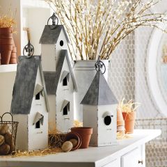 Distressed Decorative Metal Bird House 24 inch