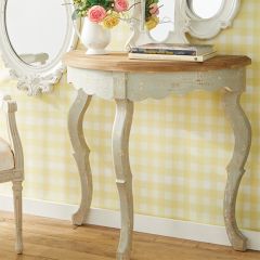 Distressed Demilune Farmhouse Accent Table