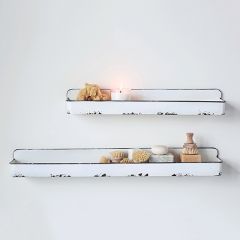 Distressed Enameled Tray Shelf Set of 2