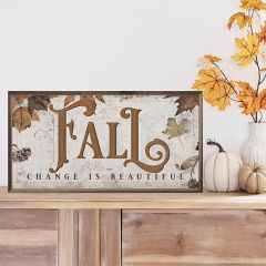 Distressed Fall Change Is Beautiful Leaves White Wall Sign