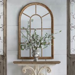 Distressed Farmhouse Arched Windowpane Mirror