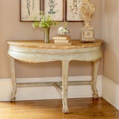 Distressed Farmhouse Demi Lune Table