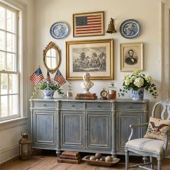 Distressed Finish Blue Pine Sideboard