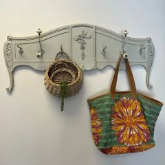Distressed Green 6 Hook Wall Mount Coat Rack