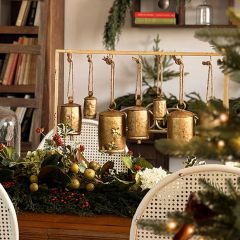 Distressed Hanging Bells With Stand