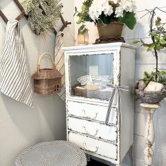Distressed Metal Cabinet With 3 Drawers