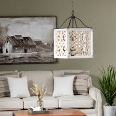 Distressed Metal Floral Lattice Pendant Light