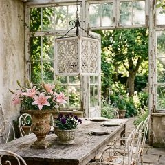 Distressed Metal Floral Lattice Pendant Light