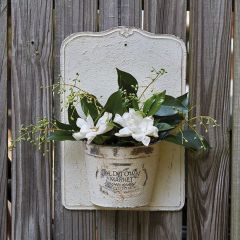 Distressed Metal Old Town Market Wall Planter