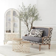 Distressed Metal Quatrefoil Drum Tables Set of 2