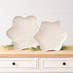 Distressed Metal Snowflake Trays Set of 2