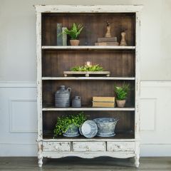 Distressed Open Shelf Library Bookcase
